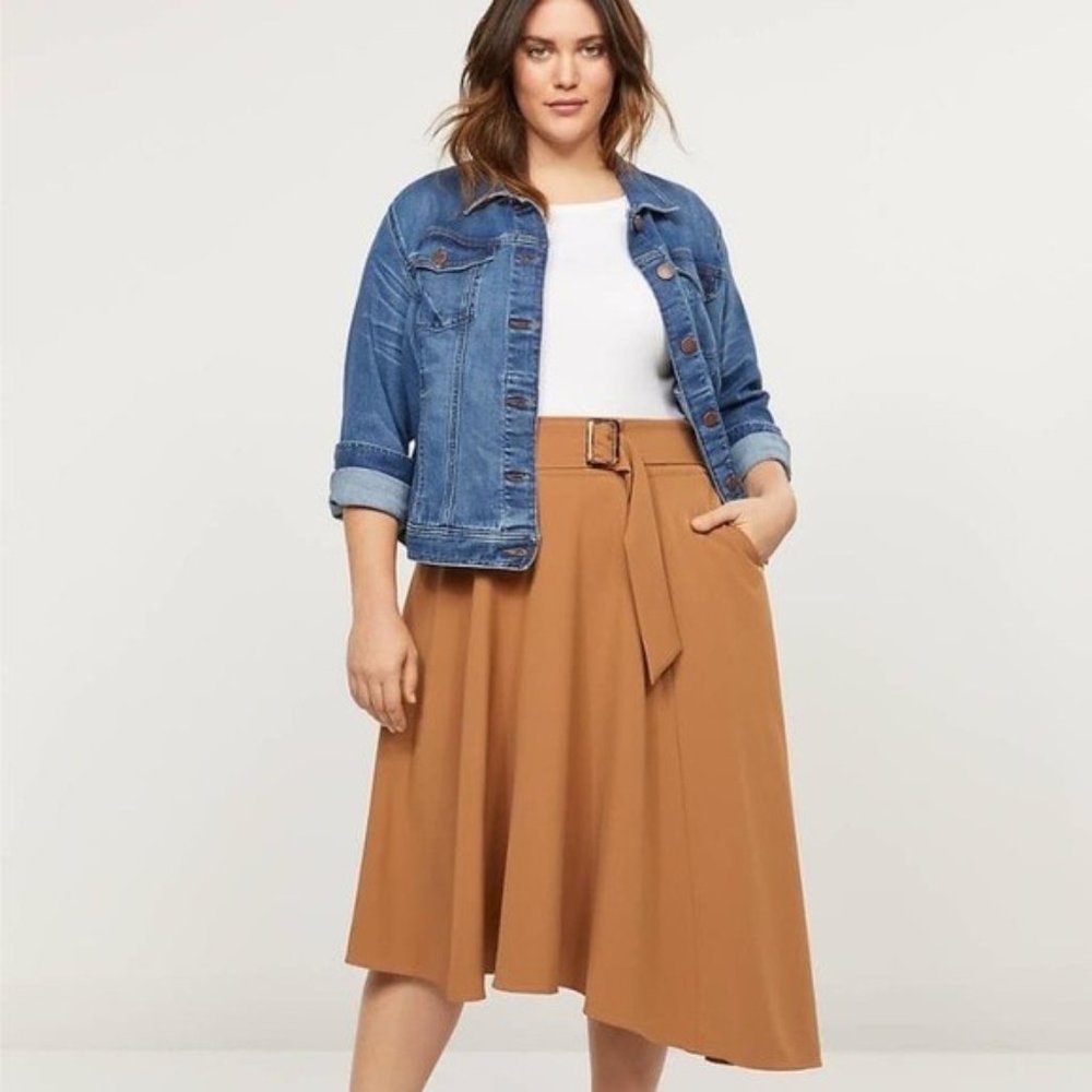 Lane Bryant Belted Asymmetrical Midi Skirt 18